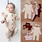 Newborn Baby Girl Clothes Knitted Romper Jumpsuit Bodysuit Headband Outfits Set