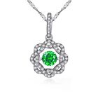 Solid Sterling Silver Simulated Emerald Dancing Necklace Pendant Gifts for Women