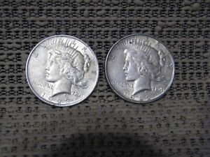 1922-P and 1923-P Silver Peace Dollars auctionff666