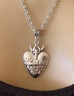 Sacred Heart Necklace Large Ex Voto Flaming Heart Milagro Pendant Talisman