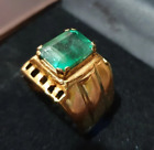 Mens Emerald 14k Gold Ring Natural Emerald Handmade Gold Ring For Man Real ring