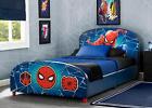 Kids Twin Size Spider-Man Faux Leather Upholstered Headboard Footboard Bed Frame