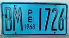 1968 Peru truck license plate BM-1726 blue and black