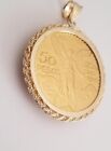 14k Real Solid Yellow Gold 50 Pesos Coin Bezel-Rope Torsal Frame