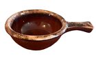 Vintage “Hull” Style USA Brown Drip Pottery Handled Onion Soup Bowl