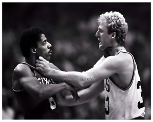 NBA 76ers Dr. J Julius Erving Celtics Larry Bird Fight 16 X 20 Photo Poster