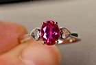 Lab Created Red Ruby 2.0Ct Oval Cut Solitaire Women's Ring 14K White Gold Plated