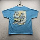 Guy Harvey Autographed T-Shirt Mens XL Blue Signed Fishing Southern Outdoor Dad