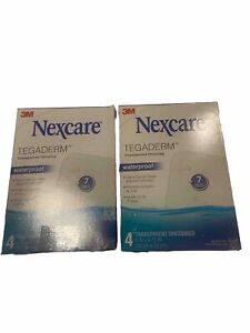 New ListingLot of 2 Nexcare Tegaderm Transparent Dressings 4”X 4.75” Waterproof 8 Patches