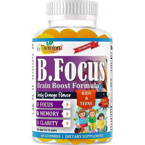 Kids Brain Booster Gummies Omega+DHA Vitamins for Kids Focus & Attention 60Gummy