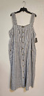 NEW Mlle Gabrielle Stripped Dress Womens Plus Size 3X Front Pockets Smocked Back