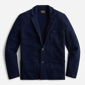 $328 NWT J. Crew Navy blue SMALL men's CASHMERE cardigan blazer w/patch pockets