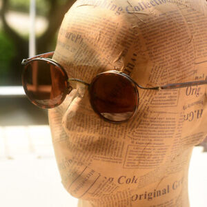 Vintage Round Brown polarized sunglasses men's tortoise glasses brown round lens