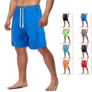 Men's 3 Pocket Cargo Swim Trunks Swimming Shorts Suit Beach Surf Board Wear 3211