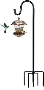 Shepherd Hooks for Outdoor 1 Pack 46 Inch Bird Feeder Pole with 5 Prongs Base