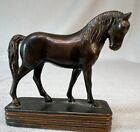 Vintage Metal Brass Horse Figurine Statue On Stand 2.5”