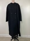 Vintage Christian Cole Black Double Breasted Long Trench Wool Blend USA 22/24