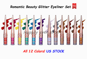 12 PCs Romantic Beauty Glitter Metallic Liners - All 12 Colors! NEW, US STOCK!
