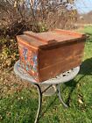 Vintage Antique  Wood Crate With Lid Handmade Storage Country Dovetail Corners