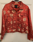 Robert Louis Blazer Jacket Womens XL Silk Blend Red/Gold Embroidered Vintage