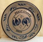 Vintage Signed Blue Stoneware Pottery Platter Perry County Ohio 11 In. Diameter