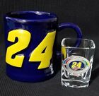 JEFF GORDON #24 Blue 12oz. Coffee Mug+ 3x NASCAR Winston Cup Champion Shot Glass