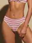 Shein static striped thong panties S pink & white nip kawaii sexy