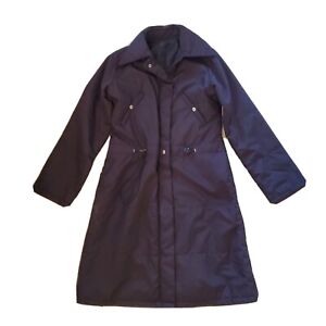 Black Long Full Zip Parka Trench Coat Jacket - Women's XS