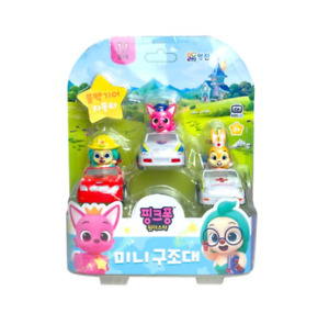 Pinkfong Wonderstar Mini Rescue Team 3 Car Set Pull Back Hogi Jenny Toy Korea TV