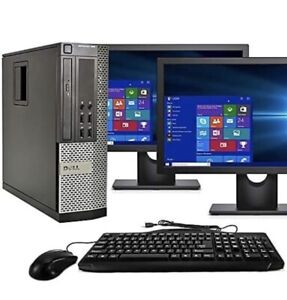Dell OptiPlex 790 Desktop PC Intel Set With Computer, 2 Monitors, Accessories