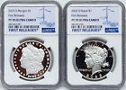 2 coin set 2023 s proof morgan peace silver dollars ngc pf70 uc fr  fr   in hand