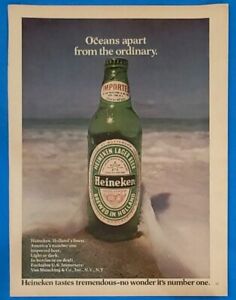 1976 Heineken Beer Oceans apart from the ordinary Vtg 1970's Magazine Print Ad
