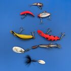 Vintage Fishing Lure Lot of 7 Heddon Spotted Tadpolly Rooster Tail Some Japan