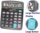12-Digit Desktop Calculator Large LCD Display Big Sensitive Button Dual Power