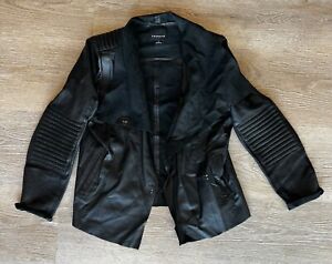 Trouve Leather Moto Blazer Drape Jacket Black Women’s Medium