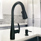 🆕 Moen 87932BL Reyes 1-Handle Pulldown Kitchen Faucet w Soap - Matte Black $296