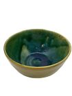 Art Pottery Hand Thrown Large BOWL Signed Blue Green Glazed