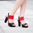 Ladies Womens Ankle Strap Platform Open Toe Sandal Slingback High Heel shoes