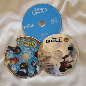 3x Kids DVD Movie LOT Disks Disney FROZEN, WALL-E & SURF'S UP