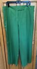 Akris Bergdorf Goodman Pants Womens 18 Green Silk Front Zip Wide Leg Trousers