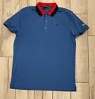J.Lindeberg Mat Polo Shirt Men's Large Blue Short Sleeve Casual Golf