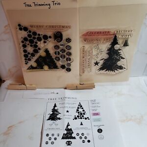 Papertrey Ink Clear Cling Stamp Set Tree Trimming Trio Deluxe Set  Rare OOP