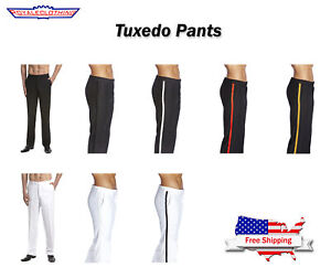 CONCITOR Men's TUXEDO Dress Pants Flat Front Satin Band Mens Tux Pant Trousers