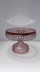 PINK LE Smith Depression Glass Hobnail 7 Inch CAKE PLATE PEDESTAL STAND Dish