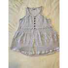 Vintage BONGO sleeveless lace babydoll top / vest size Medium soft gray / blue