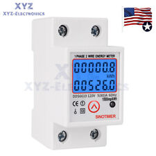 AC 230/110V Digital Wattmeter Power Energy Din Rail KWH Voltage Current Meter US