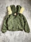 Vintage Alpha Flyer's Heavy Attached Fur Hood N-2B Bomber Jacket Military Army