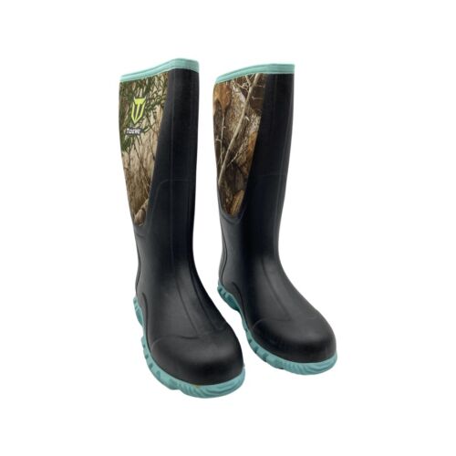 TIDEWE Rubber Boots for Women black/teal/camouflage size 9
