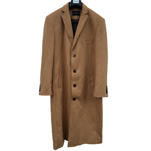 Arthur Black Wool Cashmere Blend Trench Coat Mens Size 46L Tan Beige Full Length