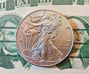 2020 American Silver Eagle 1 oz .999 Fine Silver $1 Coin BU in Air-Tite Capsule
